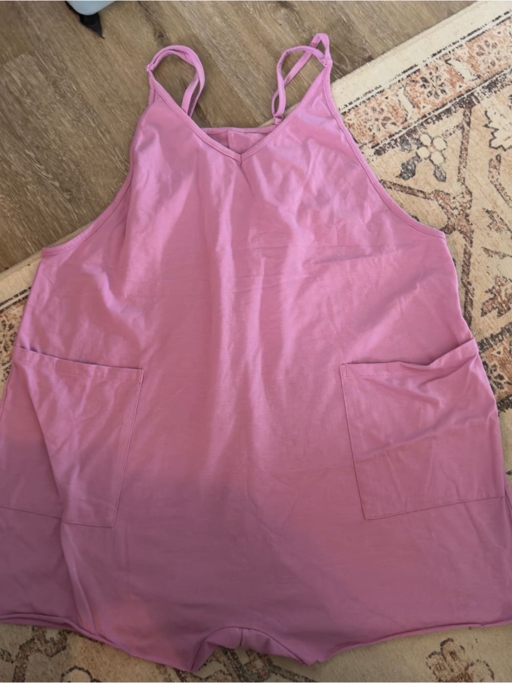 Pink Purple Workout Oversized Romper Overalls Sleeveless Loose Jumpsuit - Picture 2 of 3
